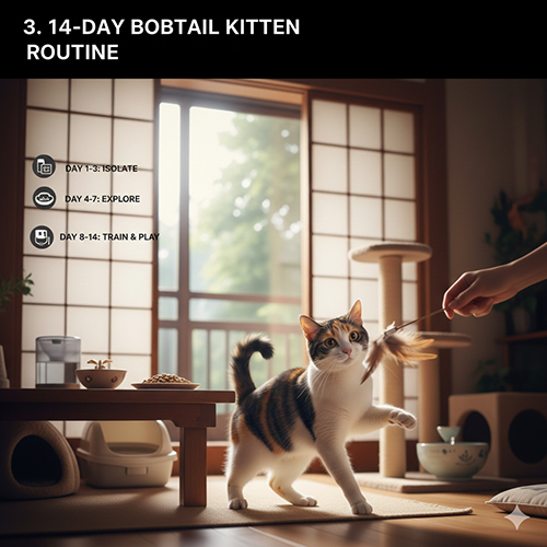 Mèo con Japanese Bobtail làm quen môi trường sống trong 14 ngày đầu theo lịch chăm sóc