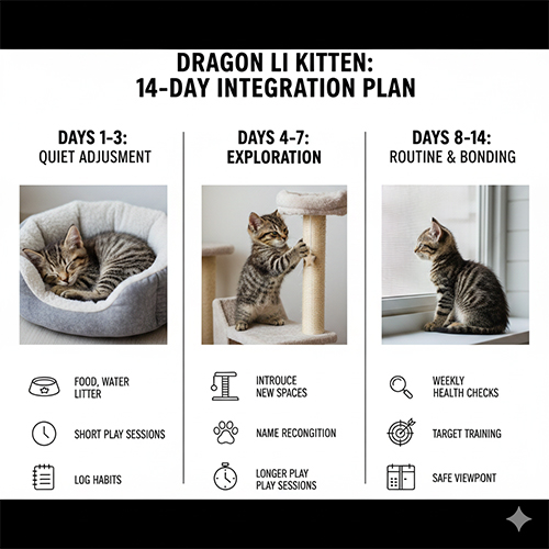 Lịch chăm sóc 14 ngày đầu cho mèo con Dragon Li giúp bé làm quen môi trường mới