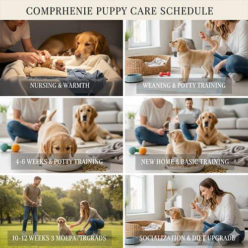 Lịch chăm sóc chó con theo tháng tuổi từ sơ sinh đến 3 tháng