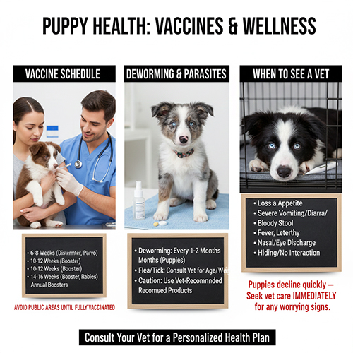 Hướng dẫn lịch tiêm, tẩy giun và dấu hiệu cần đưa chó Border Collie con đi khám