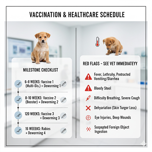 Lịch tiêm phòng và chăm sóc y tế cho chó cỏ con kèm các dấu hiệu cảnh báo cần gặp bác sĩ thú y