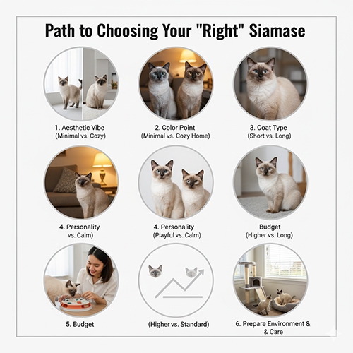 Lộ trình chọn mèo Xiêm hiện đại hoặc truyền thống phù hợp với phong cách và gia đình