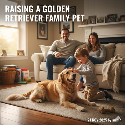 Gia đình chơi đùa với một bé Golden thuần chủng trong phòng khách – lời kết cho bài viết về Golden