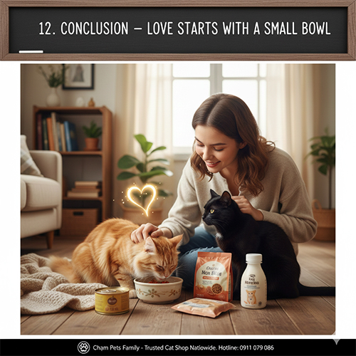 Lời kết về việc chọn thức ăn cho mèo bắt đầu từ sự quan tâm và thấu hiểu
