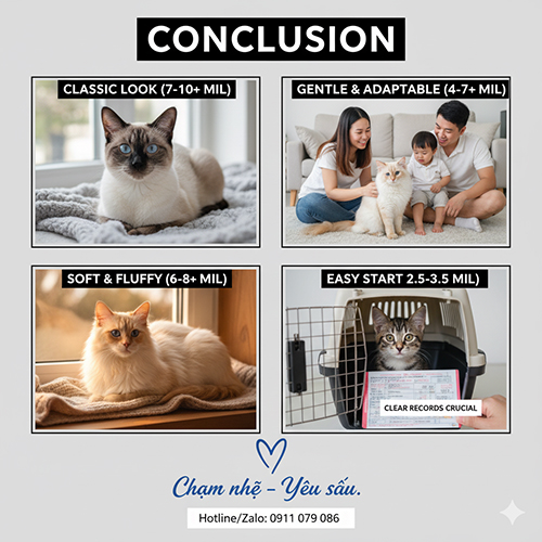 Bộ ảnh tổng kết các nhóm giá mèo Xiêm và lời nhắn “Chạm nhẹ – Yêu sâu” của Chạm Pets Family
