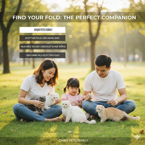 Gia đình hạnh phúc chơi cùng mèo Anh lông ngắn tai cụp trong công viên xanh