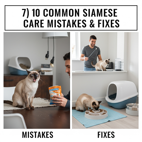 10 lỗi thường gặp khi nuôi mèo Xiêm và cách khắc phục – ăn uống, vệ sinh, hành vi và tương tác