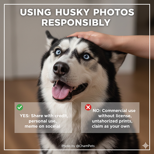Lưu ý bản quyền khi sử dụng hình chó Husky trên mạng xã hội và mục đích thương mại