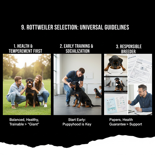 Các lưu ý quan trọng khi chọn chó Rottweiler bất kể nguồn gốc