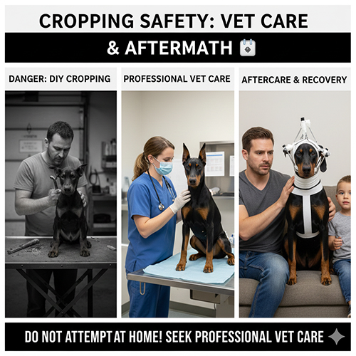 Anh minh hoa luu y an toan khi cat tai cat duoi Doberman tu nguy hiem lam tai nha den cham soc hau phau