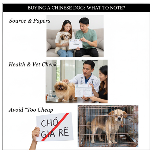 Người mua chó kiểm tra giấy tờ, bác sĩ thú y khám sức khỏe cho chó và cảnh báo không nên mua chó giá rẻ