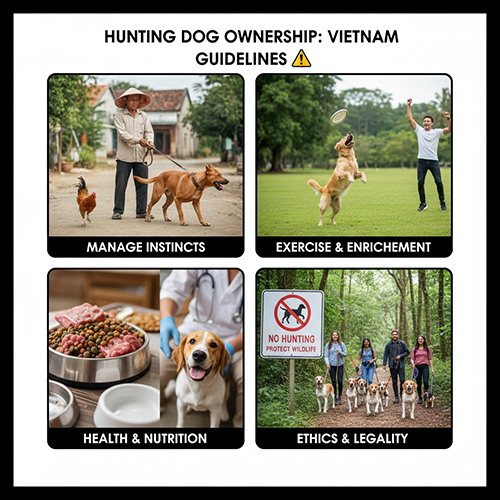 Ảnh minh họa các lưu ý khi nuôi chó săn tại Việt Nam: quản lý bản năng, vận động, dinh dưỡng và tuân thủ pháp luật