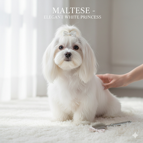Maltese lông trắng dài kiêu sa dễ nuôi và thân thiện