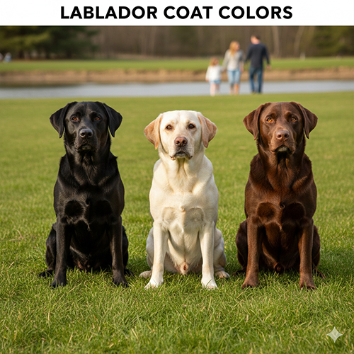 Hình ảnh chó Labrador theo màu lông vàng đen và nâu socola ngoài trời