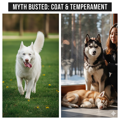 Màu lông và màu mắt chó Husky không quyết định tính cách hay sức khỏe