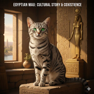 Mèo Ai Cập Egyptian Mau với bộ lông đốm tự nhiên, gắn liền văn hoá Ai Cập cổ đại