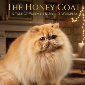 mèo Ba Tư vàng lông dài bồng bềnh trong phòng ấm, ánh sáng vàng mật ong