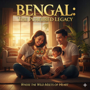 Mèo Bengal thuần chủng cùng gia đình Việt – hình ảnh ấm áp, thể hiện sự hòa quyện giữa vẻ hoang dã và tình cảm gần gũi