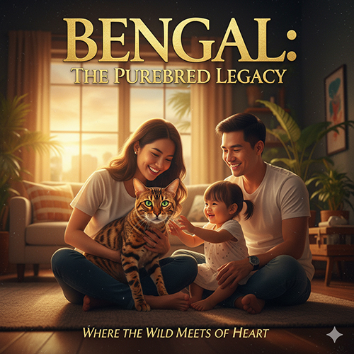 Mèo Bengal thuần chủng cùng gia đình Việt – hình ảnh ấm áp, thể hiện sự hòa quyện giữa vẻ hoang dã và tình cảm gần gũi