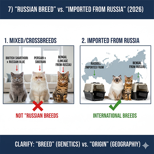 Phân biệt mèo lai Nga và mèo nhập từ Nga với các giống mèo Nga chuẩn để tránh nhầm lẫn