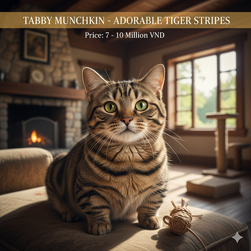 Mèo Munchkin Tabby – Vằn hổ đáng yêu
