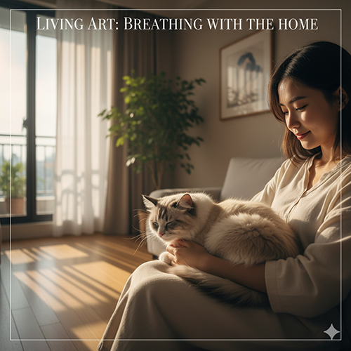 Mèo Ragdoll nằm trong lòng người chủ, ánh sáng cửa sổ ấm tạo khoảnh khắc bình yên trong căn nhà