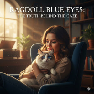 Mèo Ragdoll mắt xanh trong lòng cô gái, ánh nhìn dịu và nổi bật