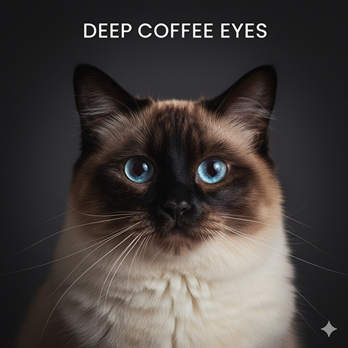 Mèo Ragdoll màu Seal chụp cận mặt, mắt xanh nổi bật trên nền lông đậm