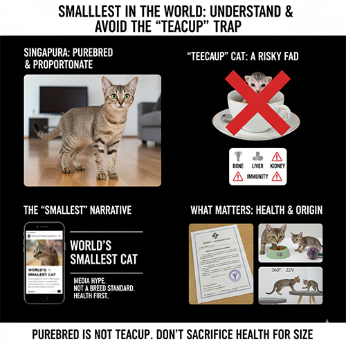 Mèo Singapore (Singapura) – giống mèo nhỏ trong khung thuần, phân biệt đúng với mèo teacup rủi ro