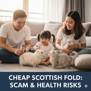 Mèo tai cụp giá rẻ – Cảnh báo lừa đảo và rủi ro sức khỏe khi mua Scottish Fold giá thấp