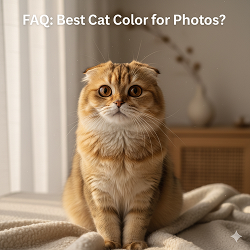 Mèo tai cụp Scottish Fold màu golden ngồi trên giường gần cửa sổ, ánh sáng tự nhiên chiếu nhẹ làm nổi bật màu lông ấm và đôi tai gập rõ nét.