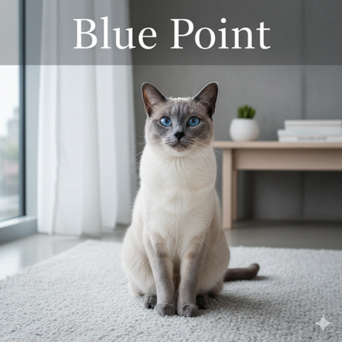 Mèo Xiêm Blue Point với point xám xanh dịu, thân sáng màu và đôi mắt xanh sâu nổi bật