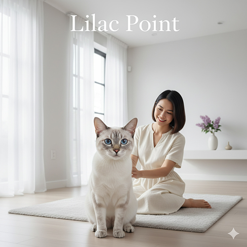 Mèo Xiêm Lilac Point với point tím hoa cà nhạt và thân màu kem sáng nhẹ nhàng