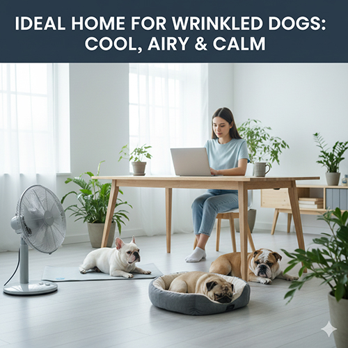 Môi trường sống mát thoáng trong nhà cho chó mặt xệ nghỉ ngơi và tránh nóng