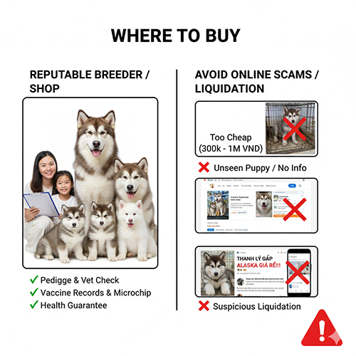 Hướng dẫn mua bán chó Alaska Malamute và cách chọn nơi uy tín