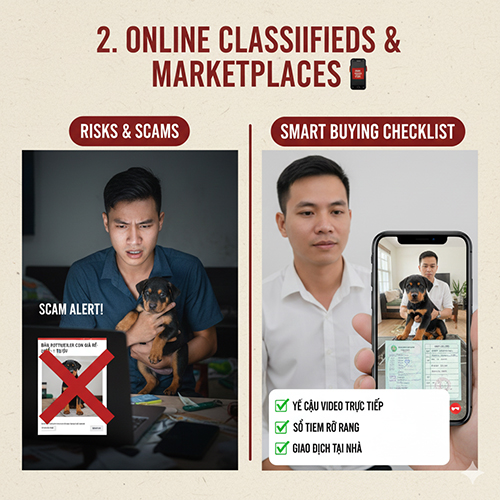 Lưu ý khi mua bán chó Rottweiler trên Chợ Tốt và web rao vặt