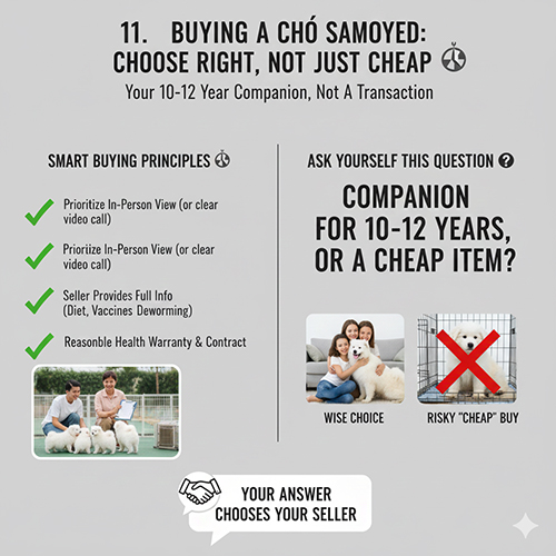 So sánh lựa chọn mua Samoyed cẩn thận và lựa chọn mua giá rẻ rủi ro