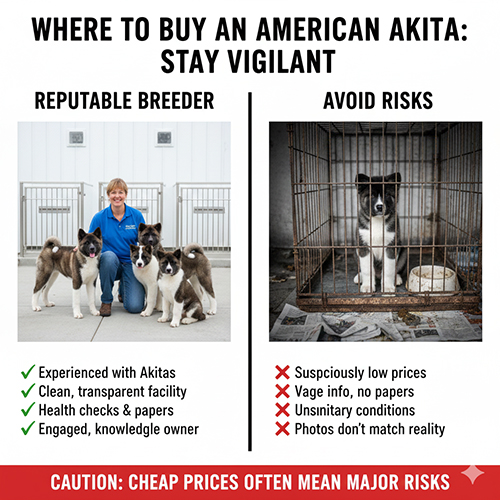 So sánh nơi mua Akita Mỹ uy tín và nơi bán rủi ro với hình ảnh minh họa rõ ràng