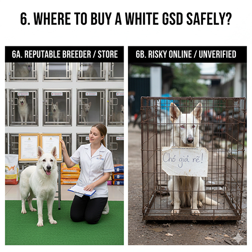 So sánh nơi mua chó Becgie trắng uy tín và nguồn bán giá rẻ tiềm ẩn rủi ro