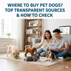 Gia đình đang chọn mua chó cảnh tại nhà từ nguồn minh bạch và uy tín