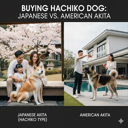 mua chó Hachiko và cách phân biệt Akita Nhật với Akita Mỹ
