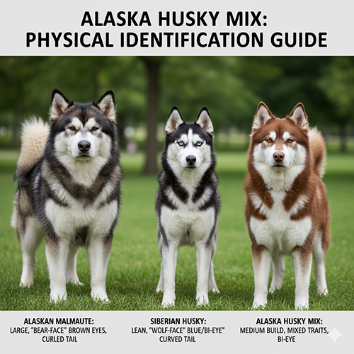 So sanh ngoai hinh Alaska thuan Husky thuan va Alaska lai Husky de nhan dien chinh xac