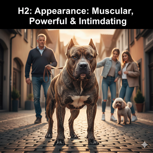 Chó Pitbull lai Becgie thân hình cơ bắp, đứng giữa phố với thần thái mạnh mẽ khiến người xung quanh chú ý