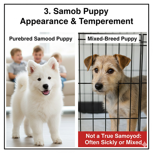 So sánh ngoại hình Samoyed con thuần chủng với chó con lai để nhận diện bé khỏe và đúng chuẩn