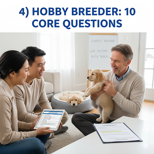 Người nuôi sinh sản nhỏ trao đổi trực tiếp với người mua chó con tại nhà