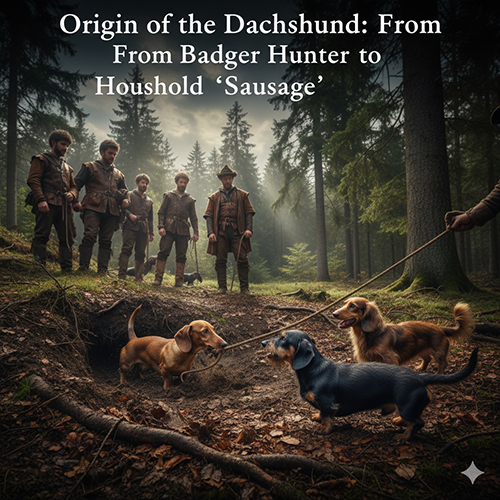 Chó Lạp Xưởng tham gia săn bắn trong rừng minh họa nguồn gốc Dachshund