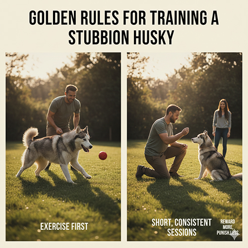 Nguyên tắc vàng khi huấn luyện chó Husky bướng bỉnh hiệu quả