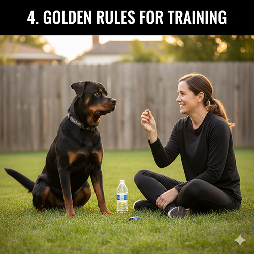 Huấn luyện chó Rottweiler bằng khen thưởng, không bạo lực trong không gian ngoài trời