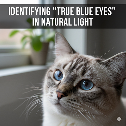 Mèo Ragdoll mắt xanh được chụp cạnh cửa sổ để thấy rõ độ trong và sắc xanh thật