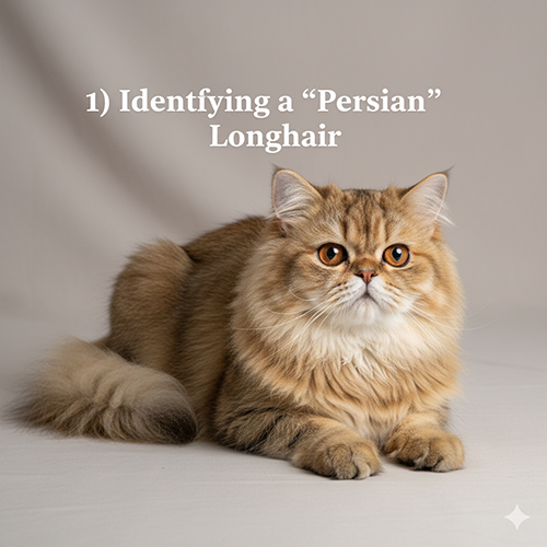 Mèo Ba Tư lông dài màu vàng nâu nằm trên nền sáng, bộ lông dày và mặt tròn đặc trưng